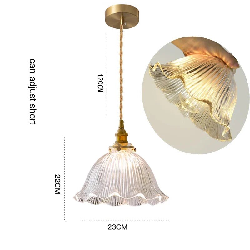 Korean Retro Glass Pendant Light With Wood Accent - Decorbites