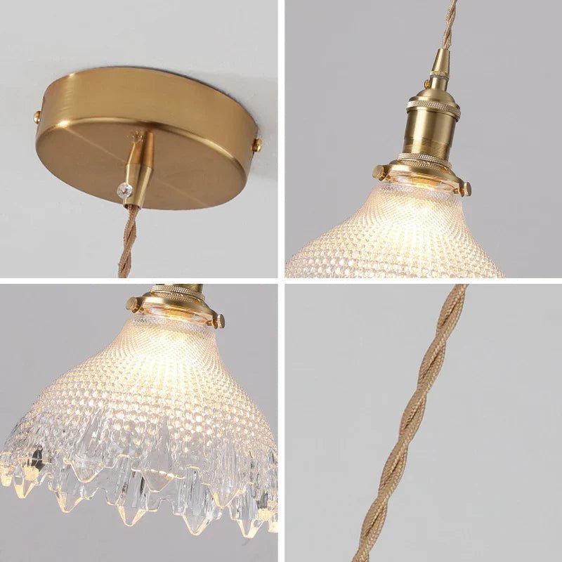 Korean Retro Glass Pendant Light With Wood Accent - Decorbites