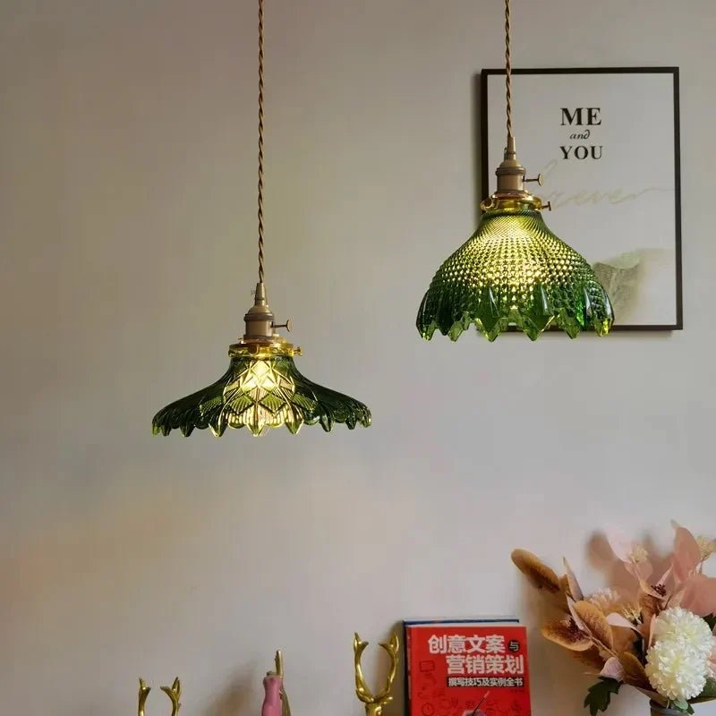 Korean Retro Glass Pendant Light With Wood Accent - Decorbites