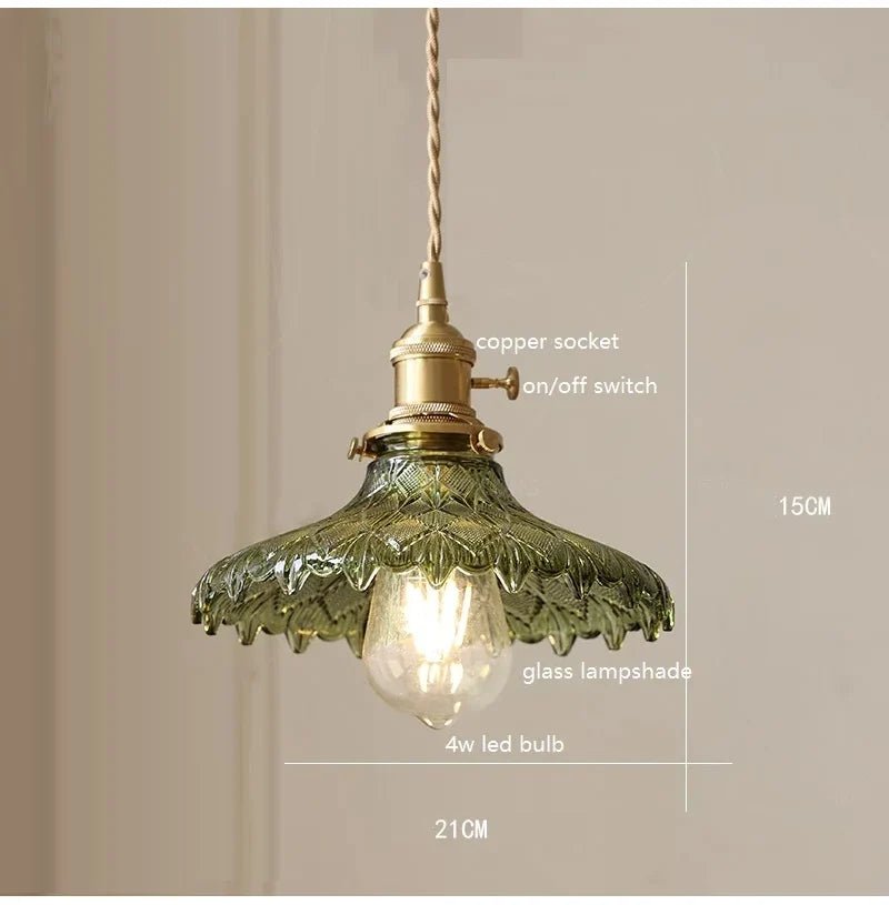 Korean Retro Glass Pendant Light With Wood Accent - Decorbites