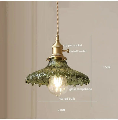 Korean Retro Glass Pendant Light With Wood Accent - Decorbites