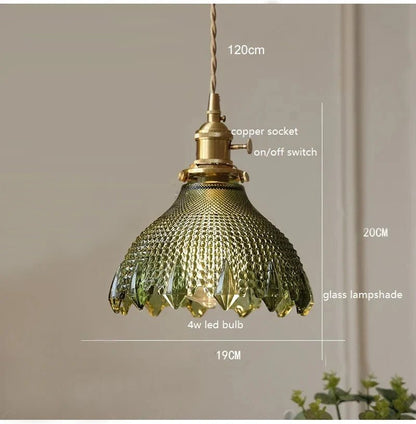 Korean Retro Glass Pendant Light With Wood Accent - Decorbites