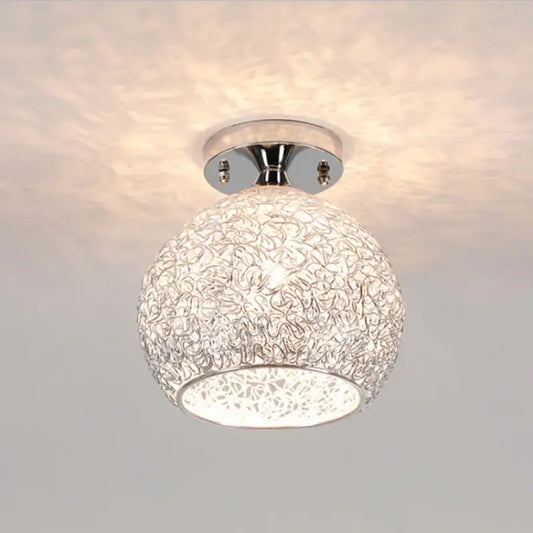 Lace pattern glass ball led ceiling lights with clear spherical glass and polished chrome base for living room decorbites ceiling lights