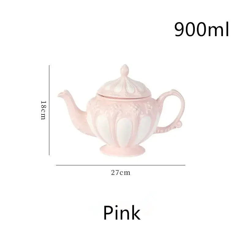 A delicate pink fluted floral porcelain teapot from the decorbites elegant porcelain tea set for dining room decor