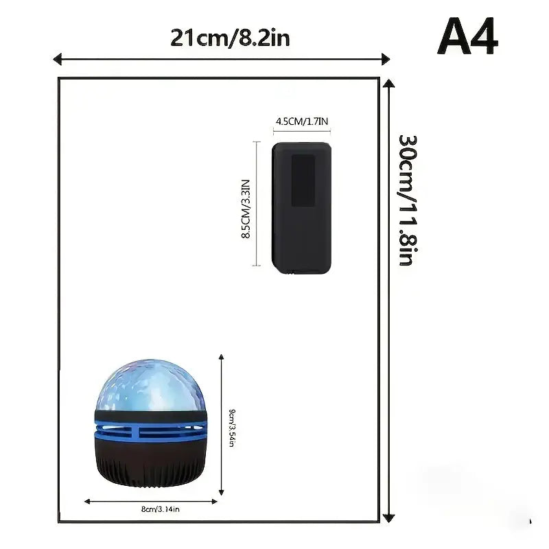 Blue and black spherical led galaxy star projector light with textured base usb powered night light for bedroom and party