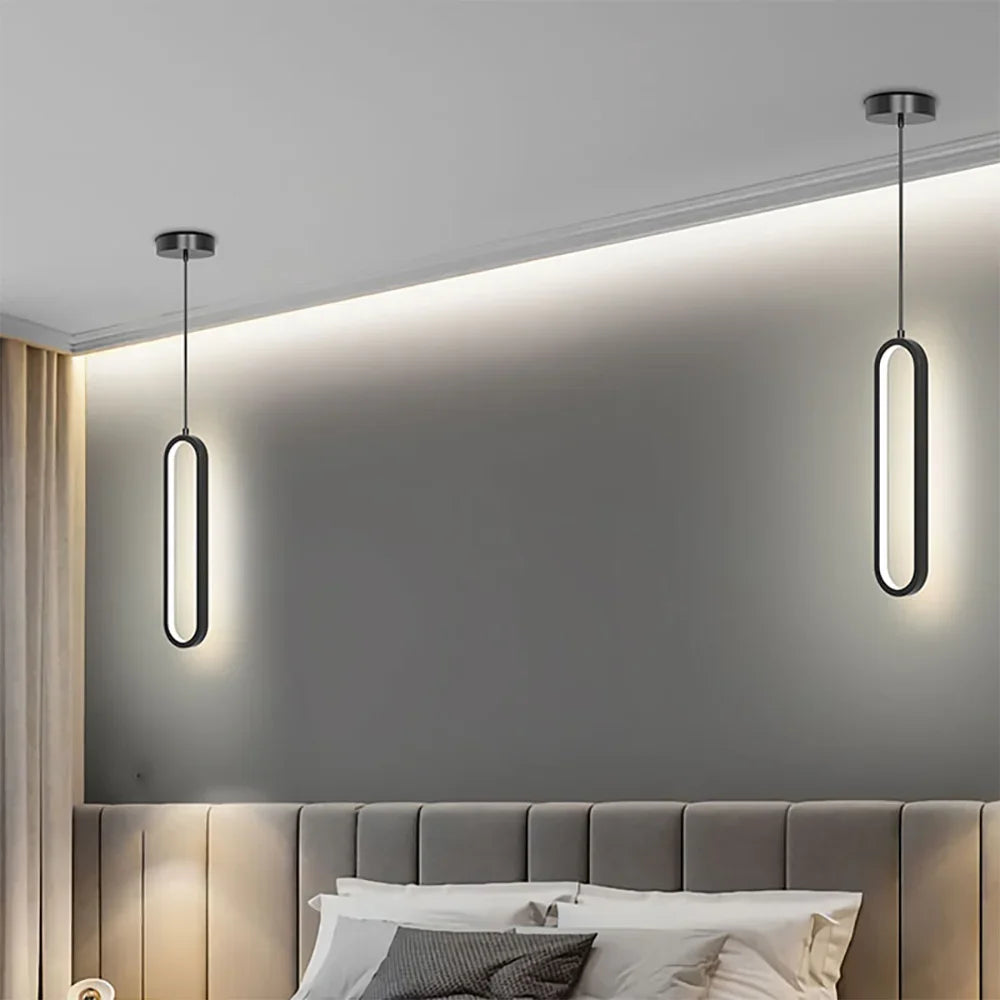 Modern black gold led pendant light with sleek metallic fixtures for bedroom living room and kitchen decor