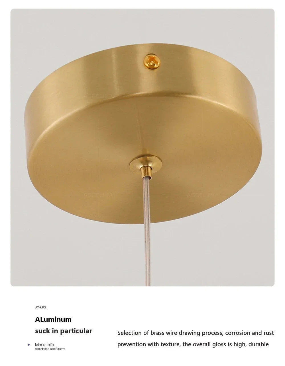 Black gold led pendant light with brushed metal finish and brass wire suspension for indoor living spaces