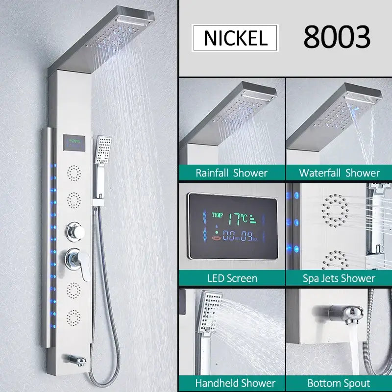 Nickel Rainfall Shower Panel