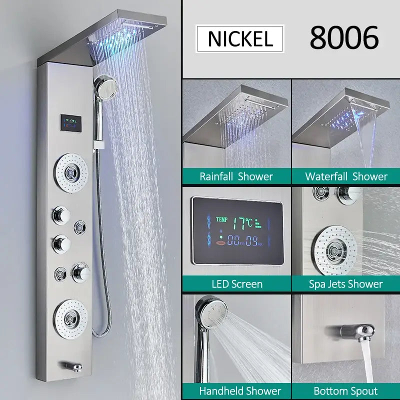 Nickel Rainfall Shower Panel