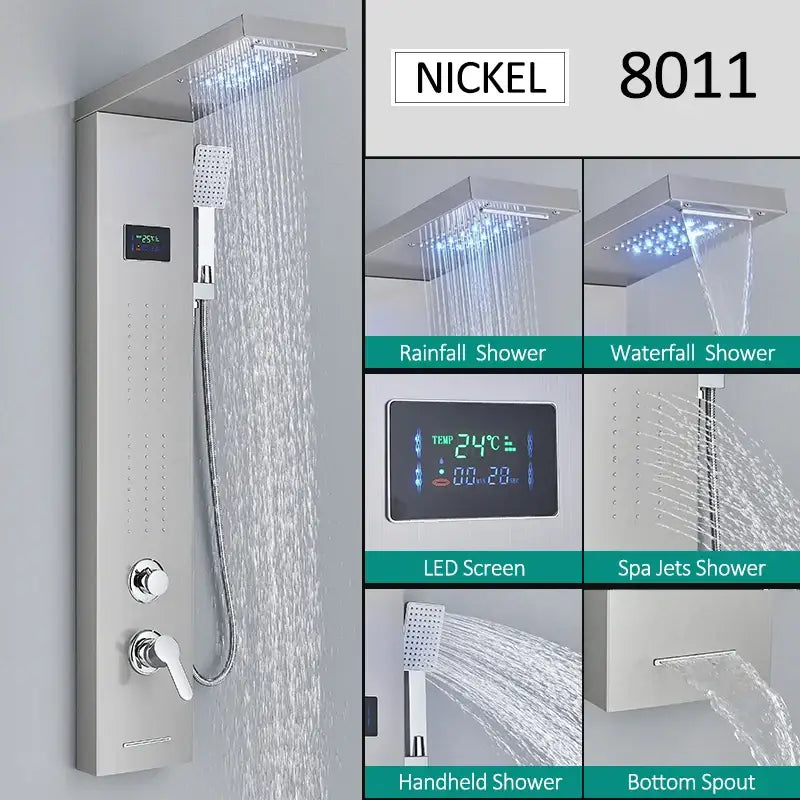 Nickel Rainfall Shower Panel