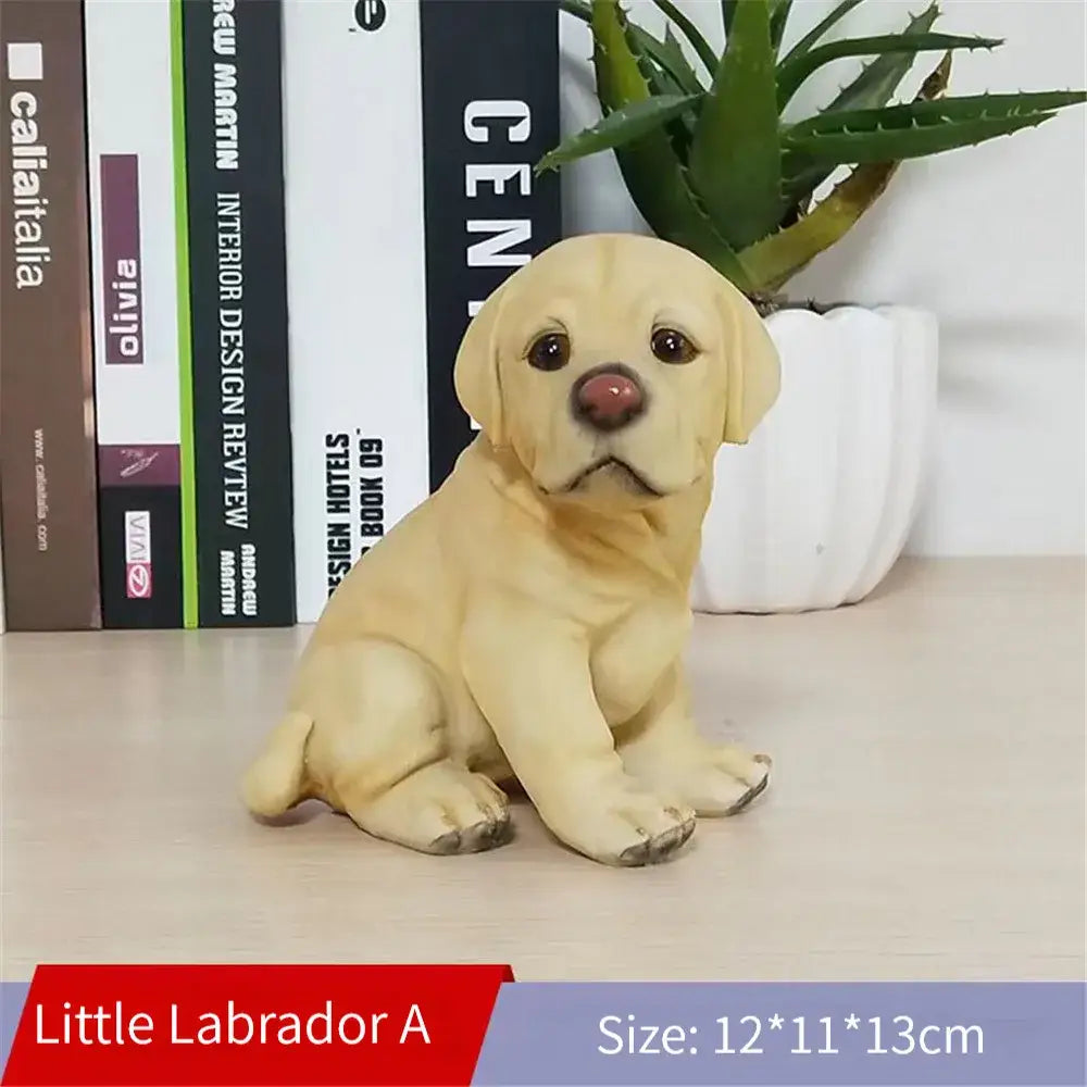 A charming yellow labrador puppy dog sculpture in smooth resin with expressive eyes for decorbites dog decor