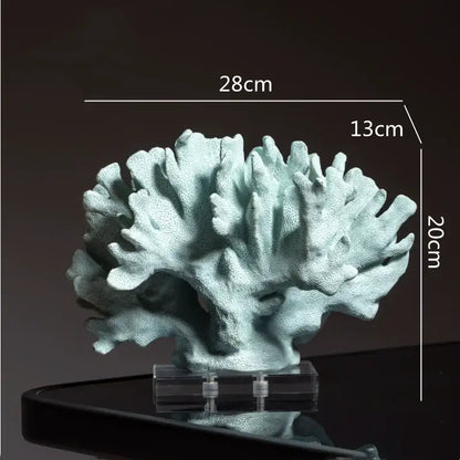Light blue coral reef simulation sculpture with intricate branching and matte finish on acrylic base for living room decorbites coral reef decor