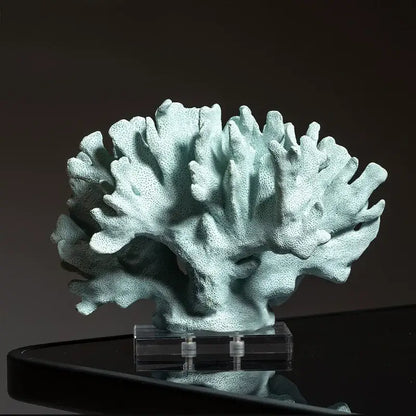Light teal textured coral reef simulation sculpture on acrylic base for living room decorbites coral reef decor
