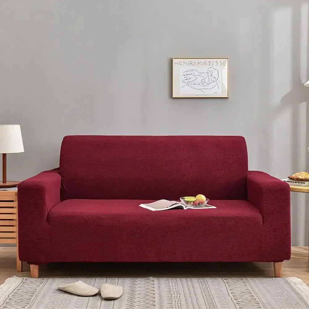 Red textured sofa cover showcasing decorbites 3d quilted thicken sofa slipcover for living room couch decor