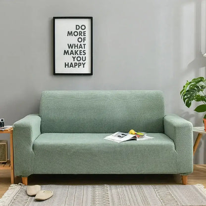 Light blue quilted thicken sofa cover decorbites 3d quilted fits snugly on mint green textured loveseat with wooden legs