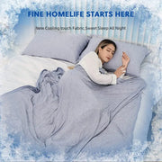 Light blue super soft cooling blanket with textured weave made from decorbites super soft fabric for bedroom use