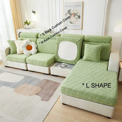Light green jacquard sofa seat cover with hexagonal quilted fabric in l-shaped design for living room decorbites jacquard sofa