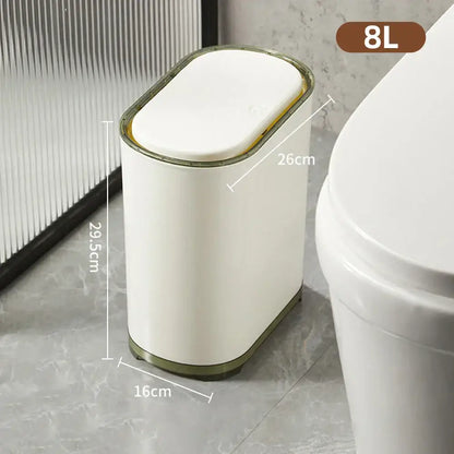 White and olive green 8l rectangular decorbites light luxury bathroom trash can with sensor for luxury bathroom trash use