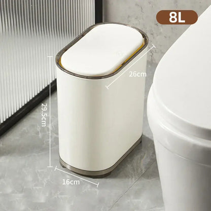 White and silver 8l oval-shaped decorbites light luxury bathroom trash can with sensor for kitchen and bathroom use