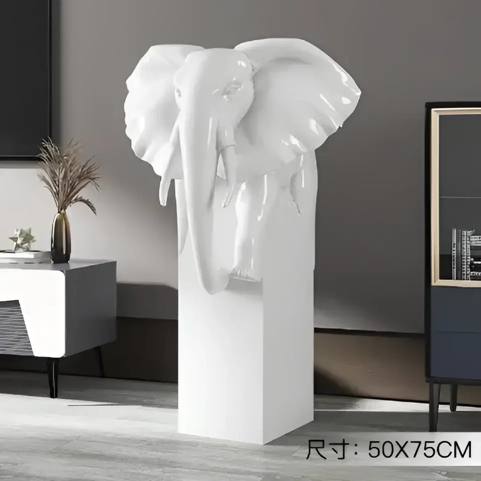White ceramic light blue elephant ornaments with glossy finish and elegant stylized design by decorbites for living room decor