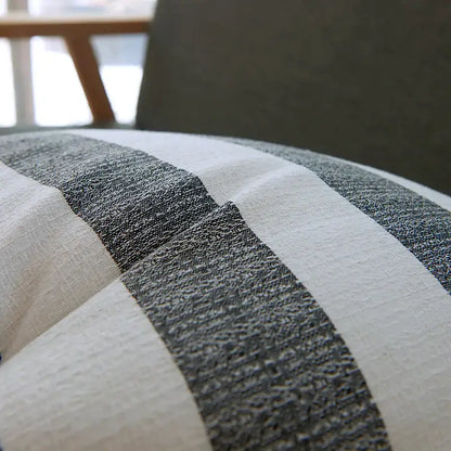 A linen stripe cushion cover with bold charcoal gray and off-white textured stripes for living room decorbites linen stripe