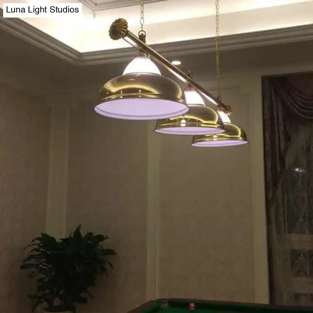 Brass-finished pendant light with four dome-shaped shades for pool table lighting in chrome gold 220v-240v 110v-120v