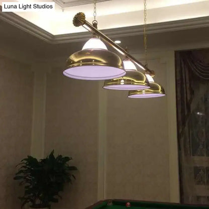 Brass-finished pendant light with four dome-shaped shades for pool table lighting in chrome gold 220v-240v 110v-120v