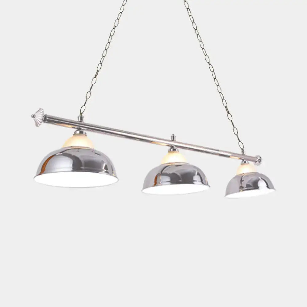 Chrome finished DecorBites double bubble pendant light with three dome shades suspended by chains for pool table lighting 220v-240v