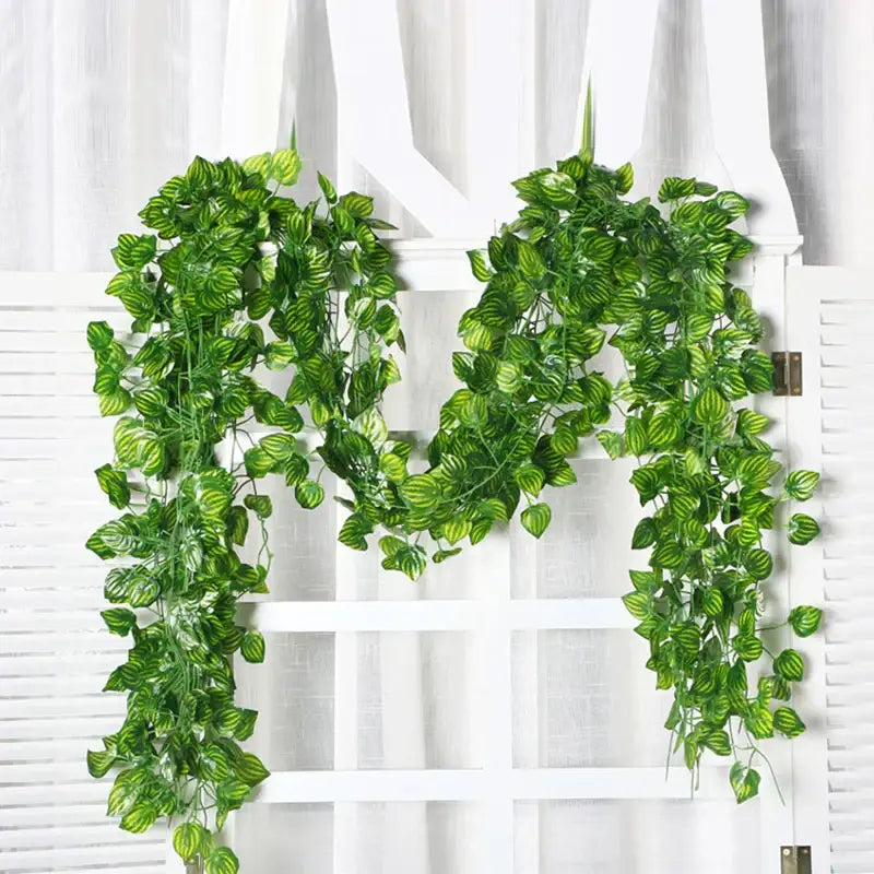 Lush green silk creeper plant with variegated leaf patterns artificial ivy vine for living room decorbites green silk decor