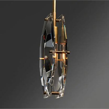 A luxe faceted gold crystal glass pendant lamp with sleek design and exposed bulb for kitchen or bedroom decorbites crystal glass