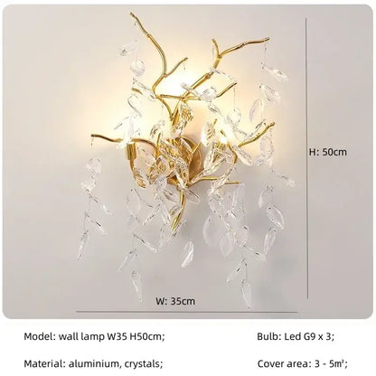 Luxe gold crystal branch pendant light with gold toned aluminum arms and clear crystals for elegant decorbites crystal branch lighting