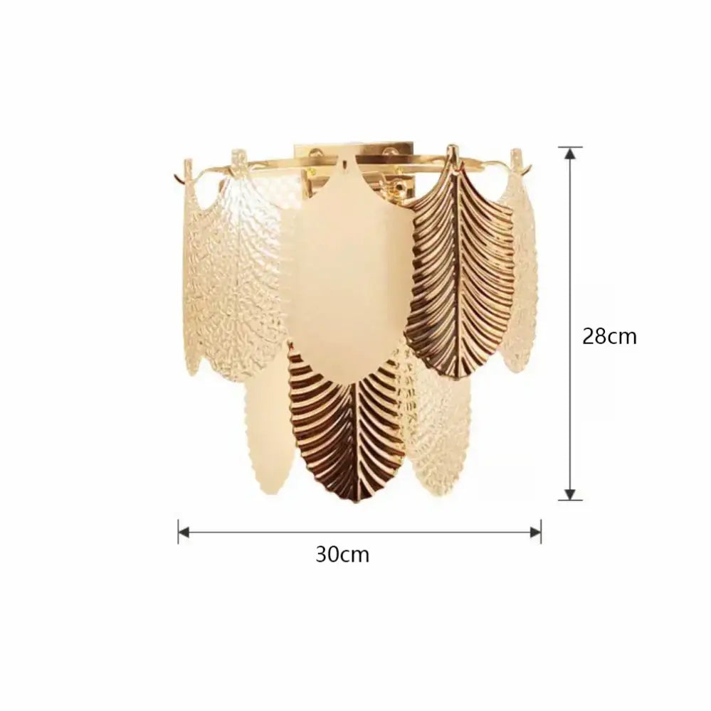 Luxe gold crystal indoor leaf accent wall sconce with frosted glass and intricate metallic detailing for decorbites crystal indoor use