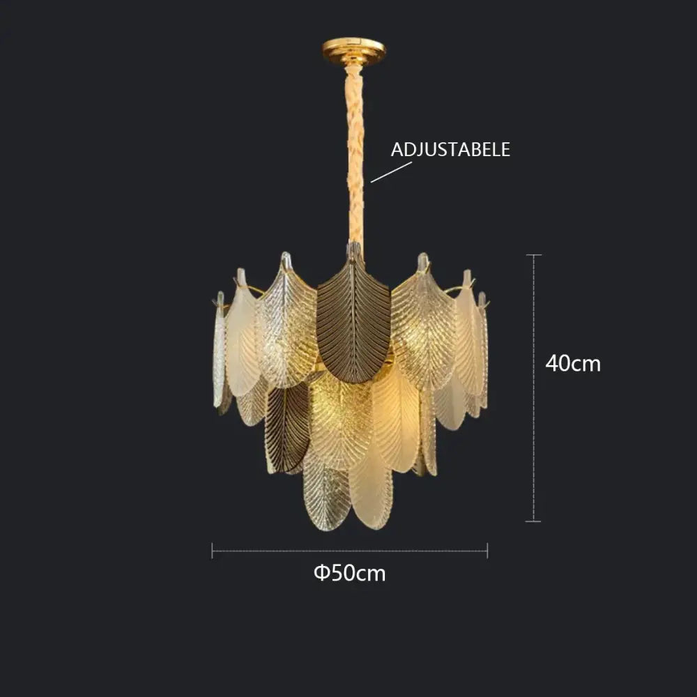 Luxe gold crystal indoor chandelier by decorbites with gold-toned leaf glass and adjustable height for living room decorbites crystal indoor