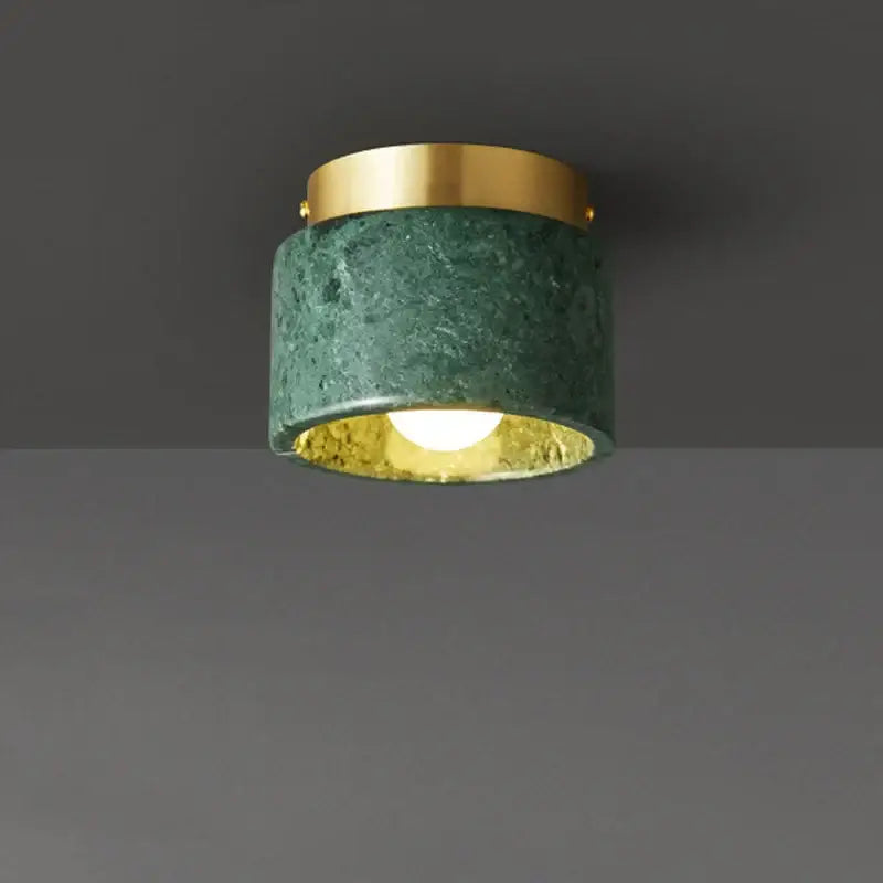 Luxe green white marble downlight with gold finished metal ring and interior lining for living room decorbites green white