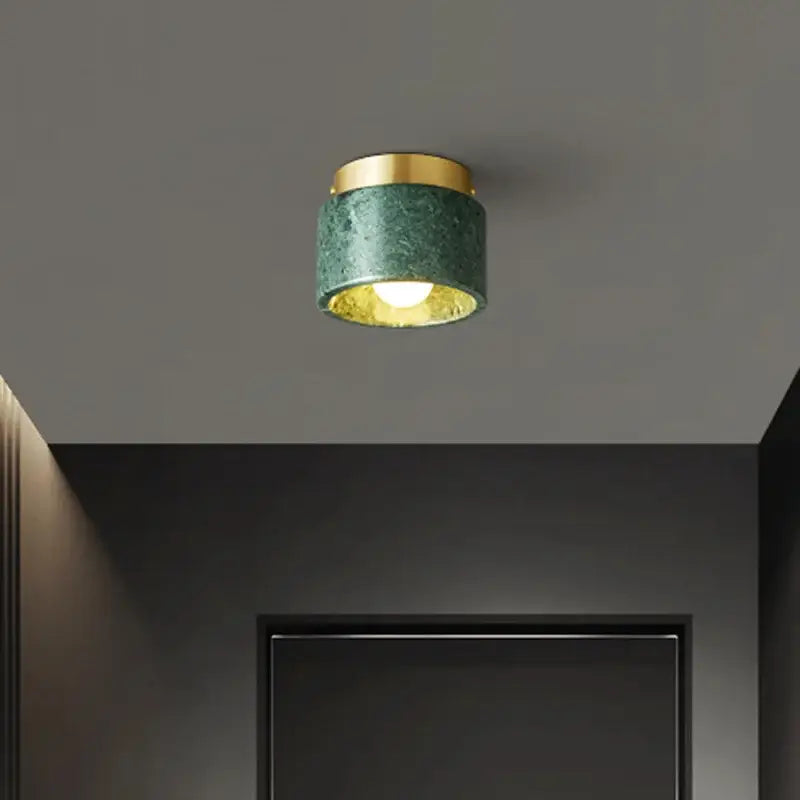 Luxe green and white marble downlight with gold rim and interior for living room decorbites green white marble light