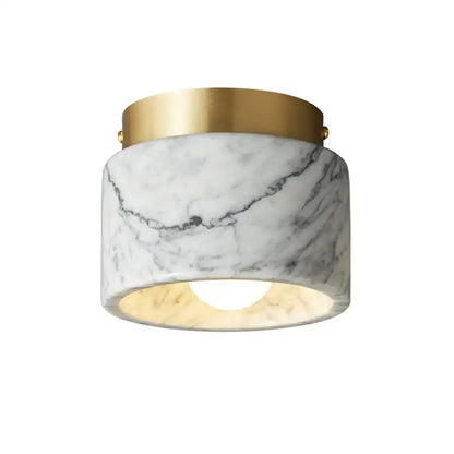 A sleek white marble downlight with gold-toned metal rim for luxe decorbites green white marble living room light
