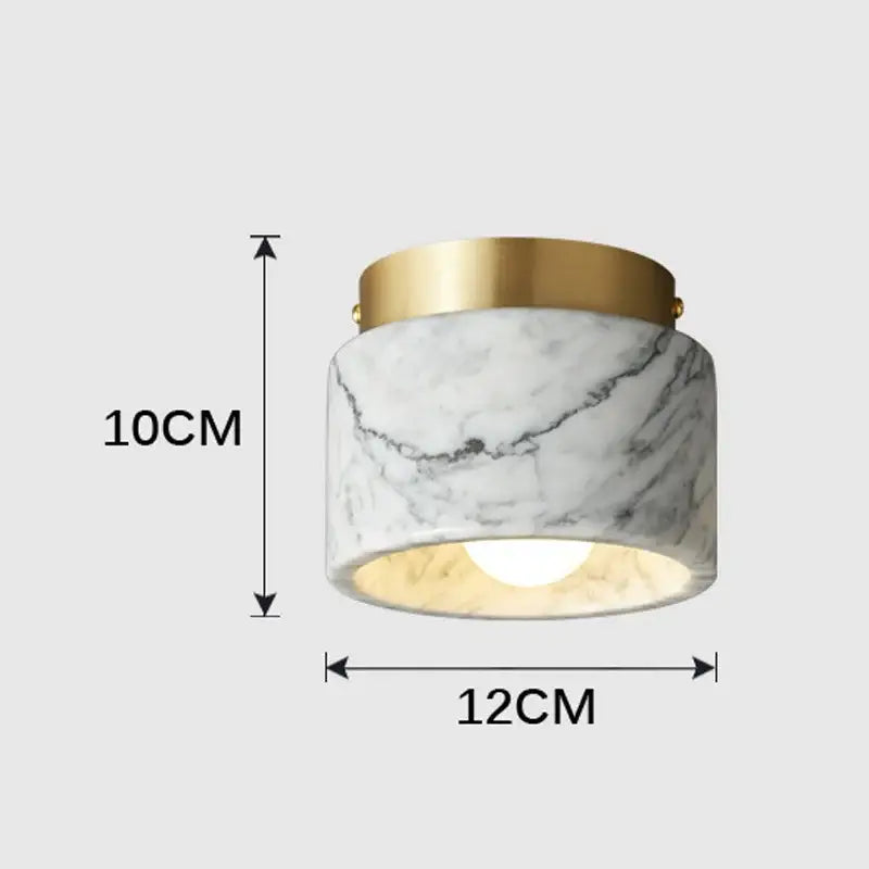 A sleek 10cm marble downlight with a white green marble body and polished gold rim for living room decorbites green white