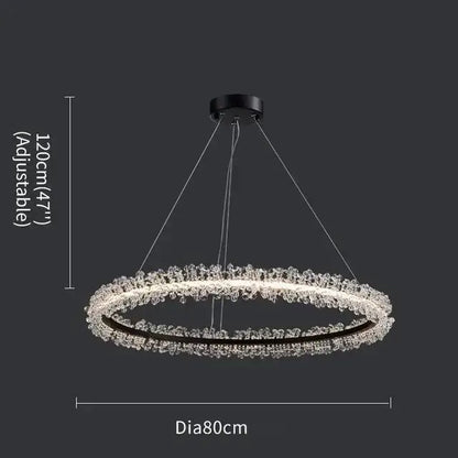A modern crystal gold ring led chandelier with black metal frame and bright faceted crystals for living room decorbites crystal gold