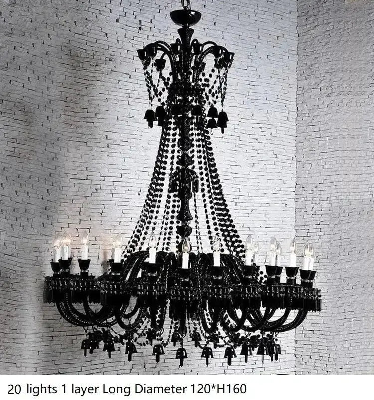 Luxury black crystal chandelier by decorbites features 20 lights and an intricate beaded design for dining room decor