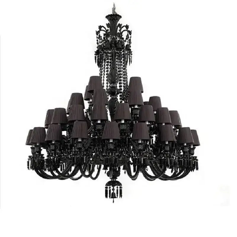 Elegant decorbites black crystal chandelier with intricate crystal detailing and dark lampshades for dining room lighting