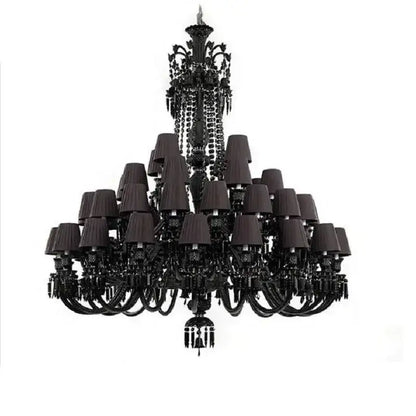Elegant decorbites black crystal chandelier with intricate crystal detailing and dark lampshades for dining room lighting