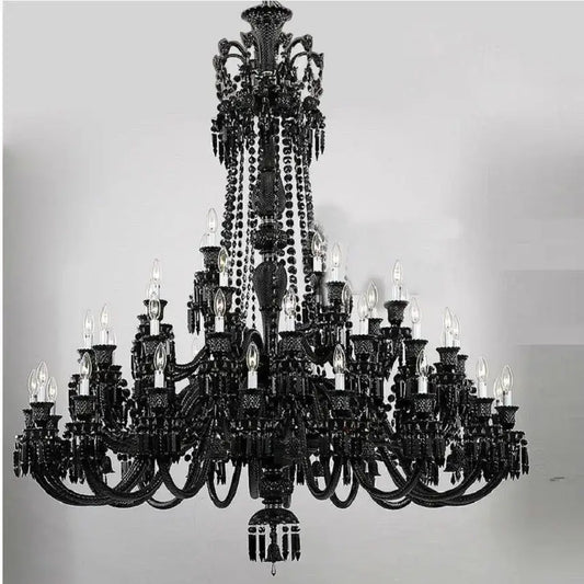 Elegant decorbites black crystal chandelier with intricate detailing and candle style bulbs for luxury dining room decor