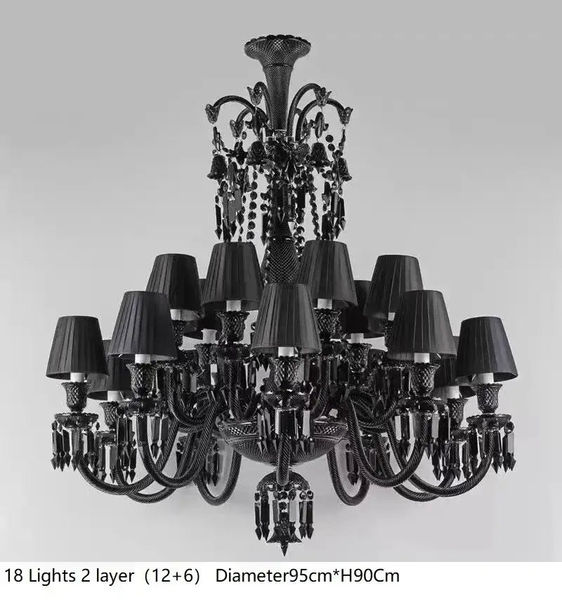 Elegant decorbites black crystal chandelier with 18 lights in black crystal and metal for luxury dining room decor