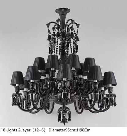 Elegant decorbites black crystal chandelier with 18 lights in black crystal and metal for luxury dining room decor