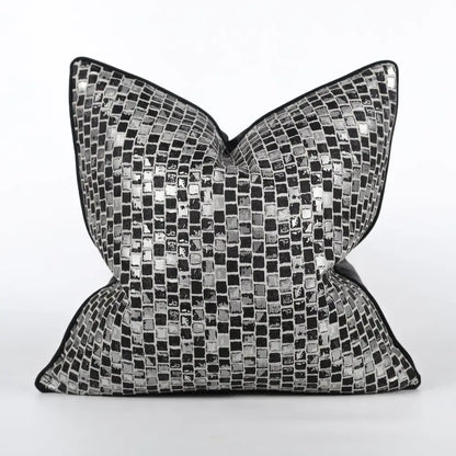 Luxury black and silver mosaic cushion cover with decorbites jacquard high-end fabric for elegant living room decor