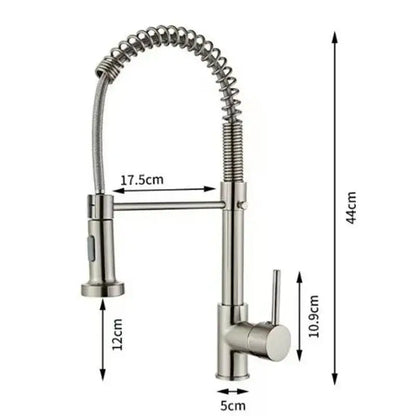 Luxury black and gold kitchen faucet with stainless steel flexible coiled gooseneck spout and pull-down spray head decorbites black gold kitchen faucet