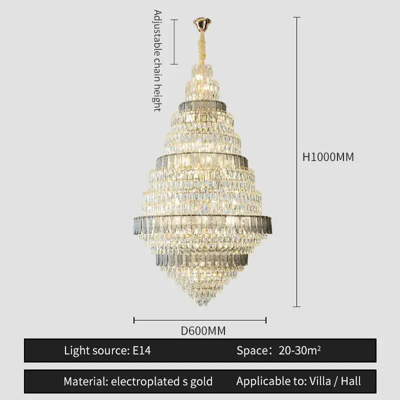Luxury blue and clear decorbites crystal headlight chandelier with electroplated gold finish for villa dining room decor