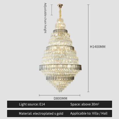 Luxury blue and clear crystal headlight chandelier with electroplated gold finish and adjustable chain height for villa dining room decorbites crystal headlight