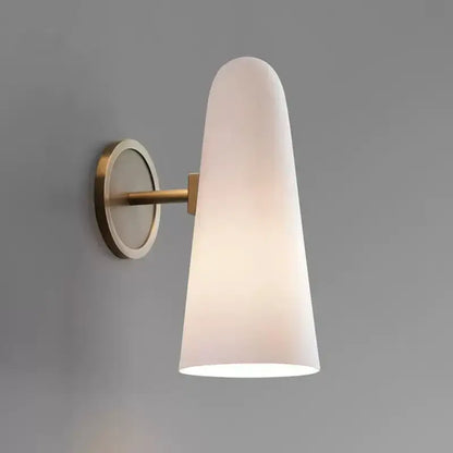 A luxury brass and frosted white glass copper wall lamp with metal base for bedroom decorbites copper wall lighting