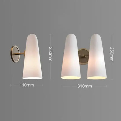 Luxury brass and frosted white glass cone wall lamp with copper base ideal for decorbites copper wall lighting
